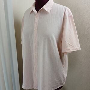 Coastaoro Eben Short Sleeve Button-Up Shirt Men's XL light pink cotton linen